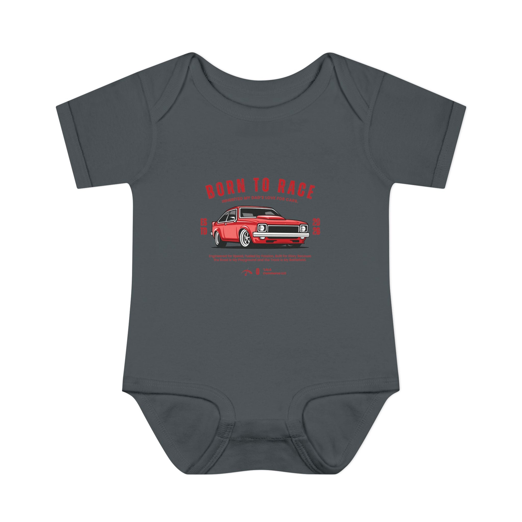Baby Bodysuit - "Born to Race" Red Muscle Car Infant Onesie