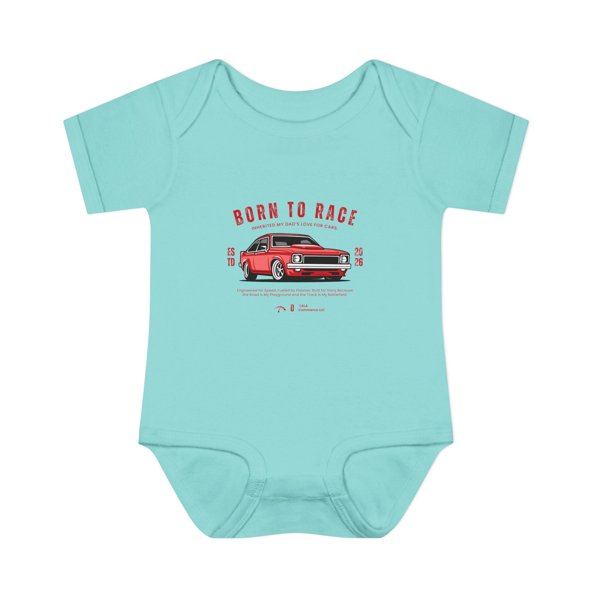 Baby Bodysuit - "Born to Race" Red Muscle Car Infant Onesie