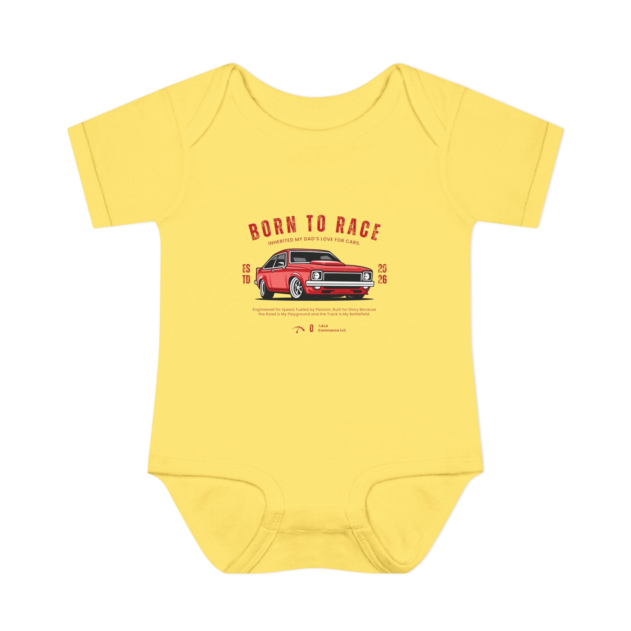 Baby Bodysuit - "Born to Race" Red Muscle Car Infant Onesie