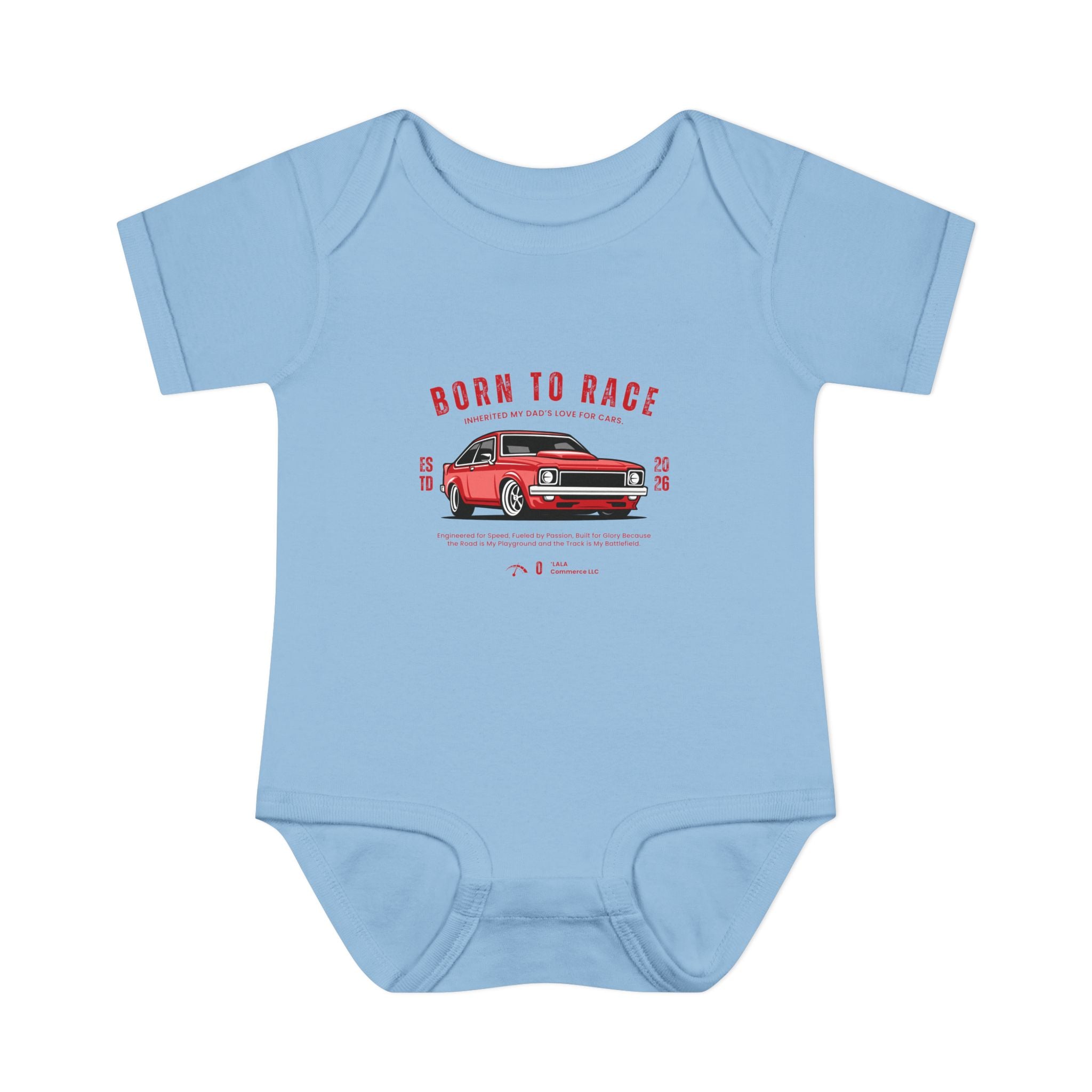 Baby Bodysuit - "Born to Race" Red Muscle Car Infant Onesie