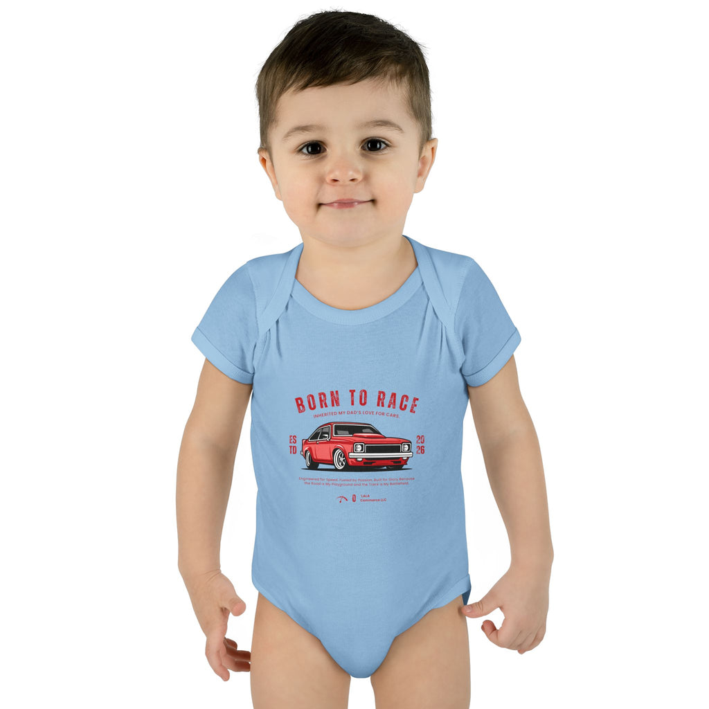 Baby Bodysuit - "Born to Race" Red Muscle Car Infant Onesie
