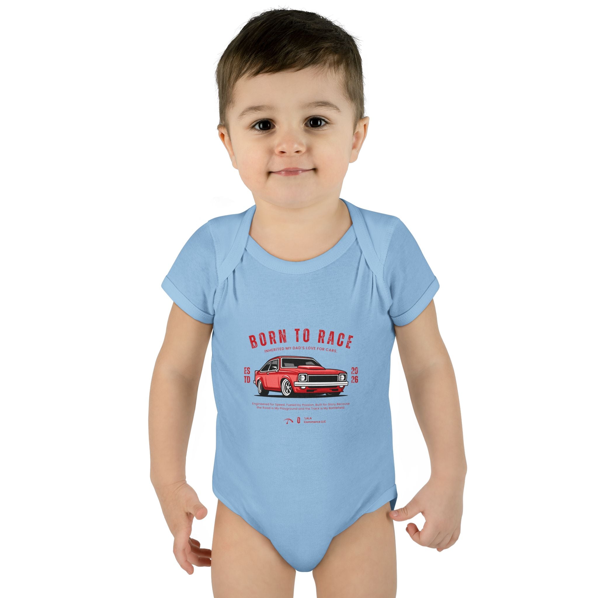 Baby Bodysuit - "Born to Race" Red Muscle Car Infant Onesie