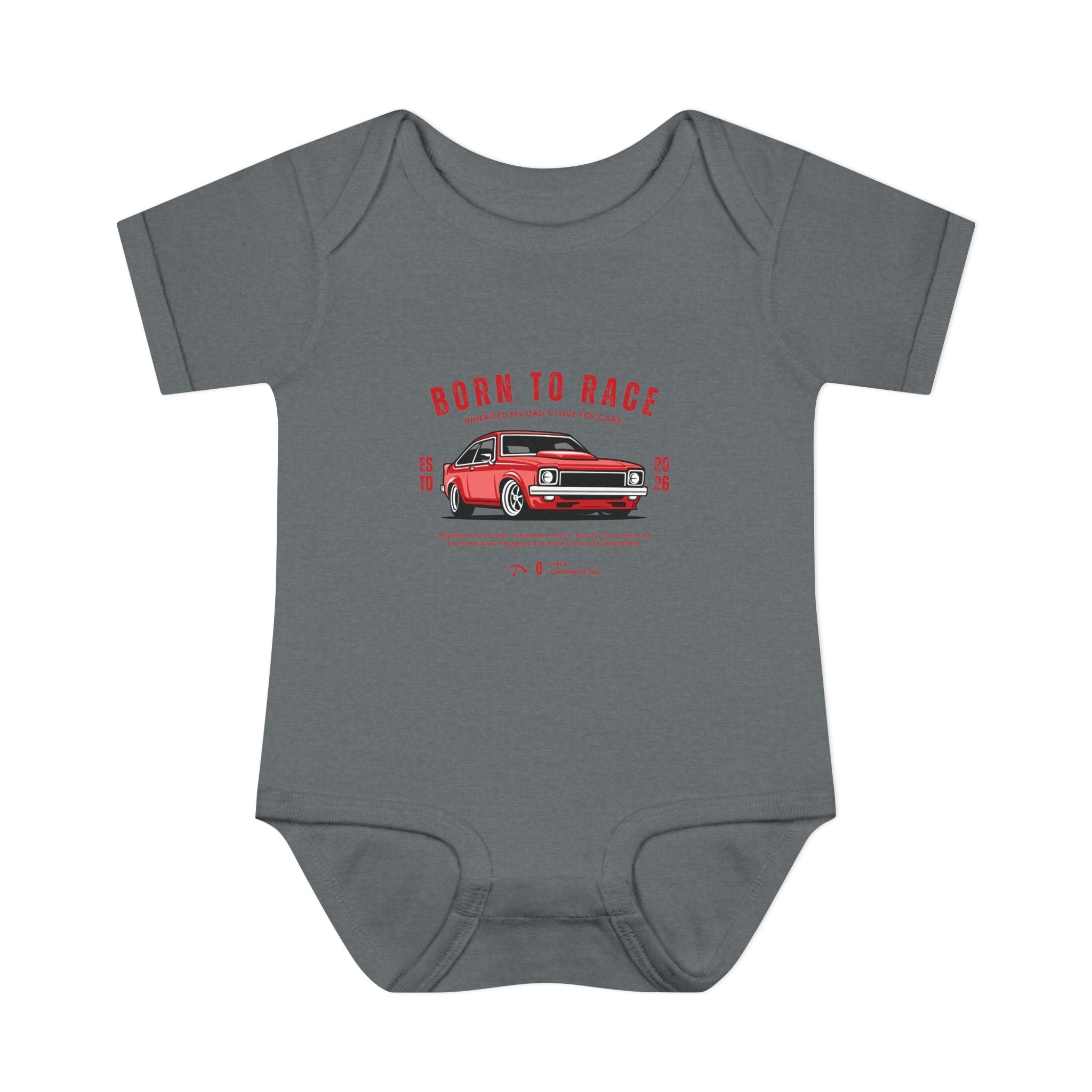 Baby Bodysuit - "Born to Race" Red Muscle Car Infant Onesie