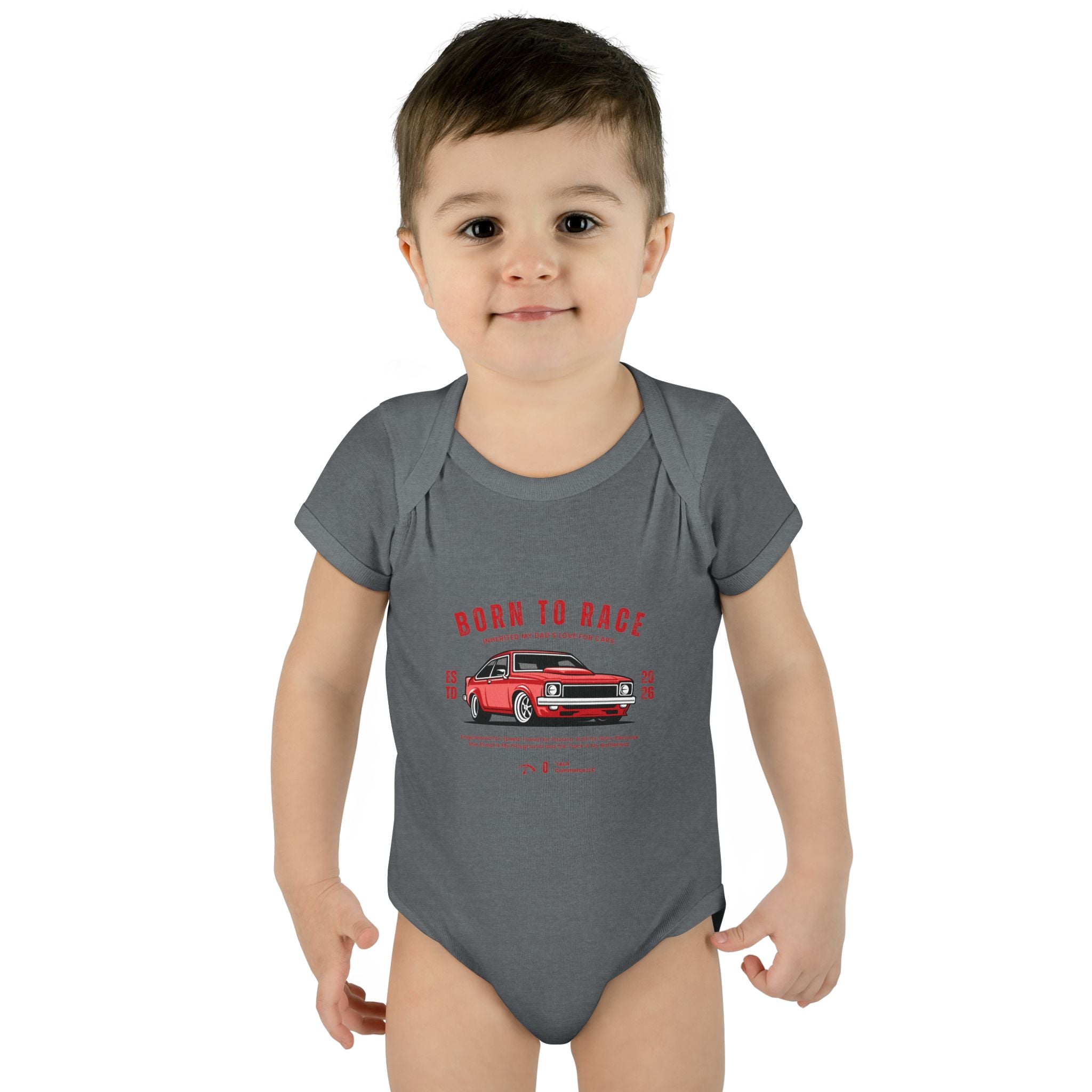 Baby Bodysuit - "Born to Race" Red Muscle Car Infant Onesie