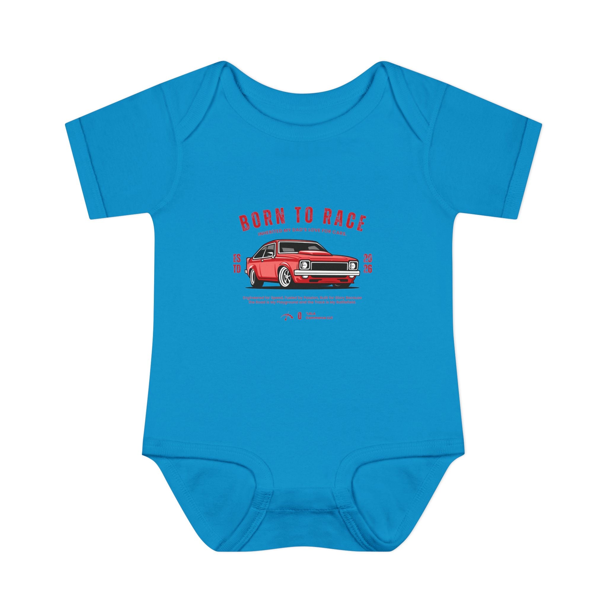 Baby Bodysuit - "Born to Race" Red Muscle Car Infant Onesie