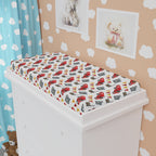 Baby Changing Pad Cover — Red Vintage Cars & Road Signs Nursery Crib Sheet