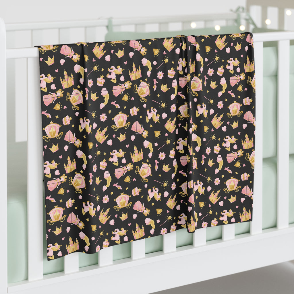 Princess Unicorn Baby Swaddle Blanket – Pink Crowns & Stars Newborn Wrap