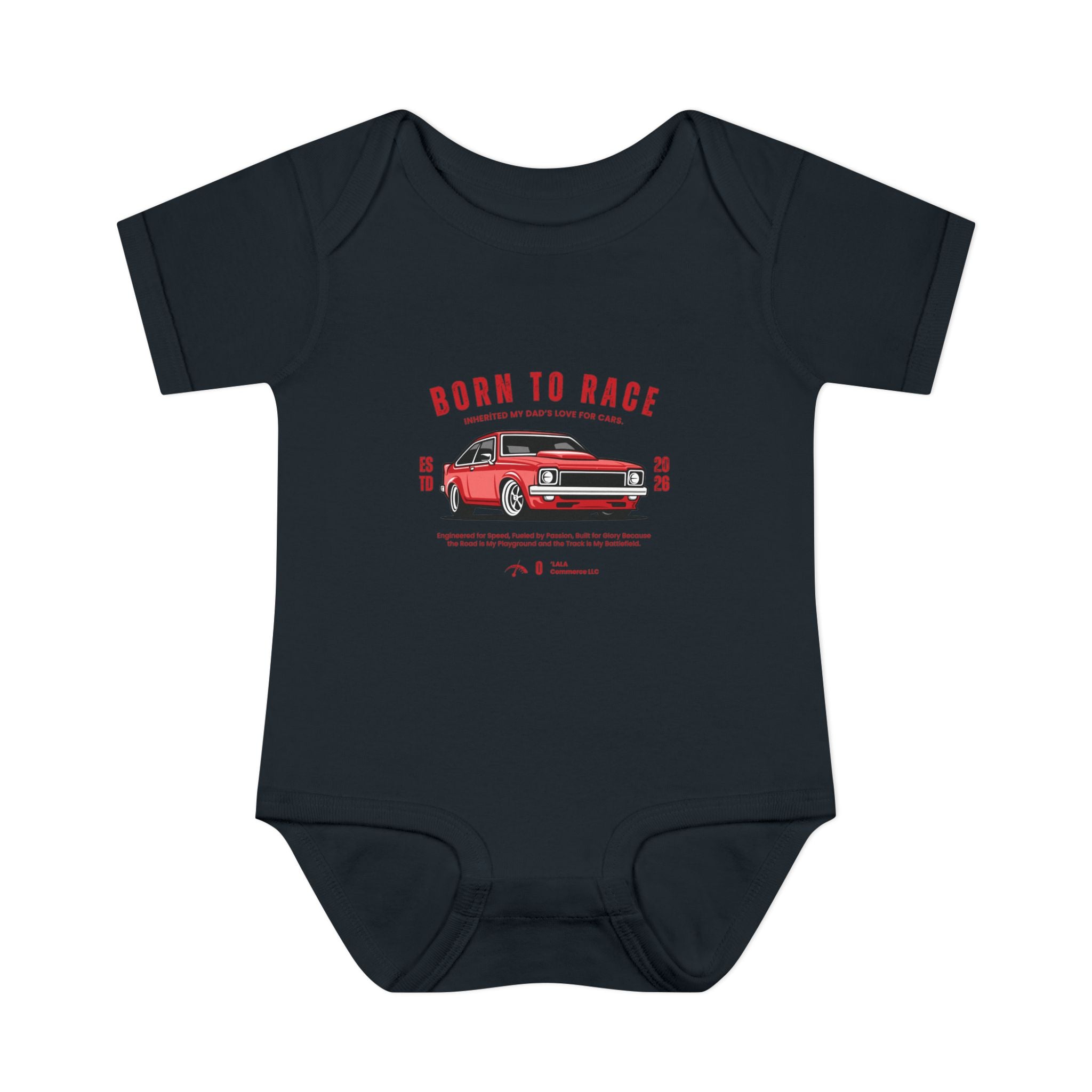 Baby Bodysuit - "Born to Race" Red Muscle Car Infant Onesie