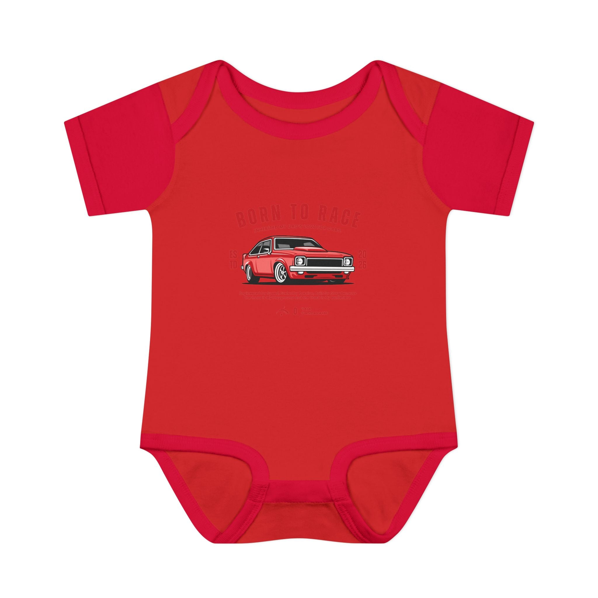Baby Bodysuit - "Born to Race" Red Muscle Car Infant Onesie