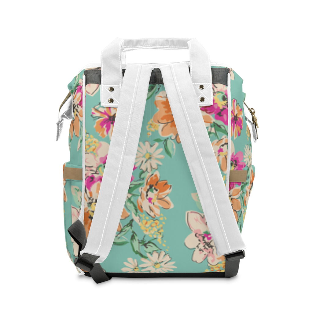 Floral Personalized Diaper Backpack — Multifunctional Baby Bag