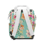 Floral Personalized Diaper Backpack — Multifunctional Baby Bag