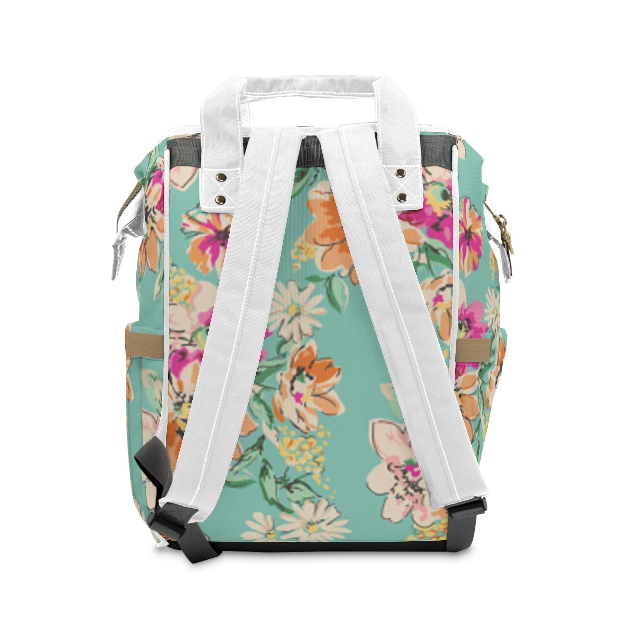 Floral Personalized Diaper Backpack — Multifunctional Baby Bag