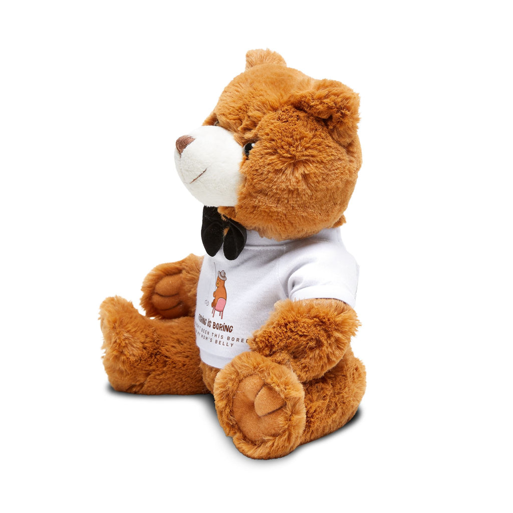 Plush Teddy Bear with 'Fishing Is Boring' T-Shirt — Cute Gift for Kids & Fishing Fans