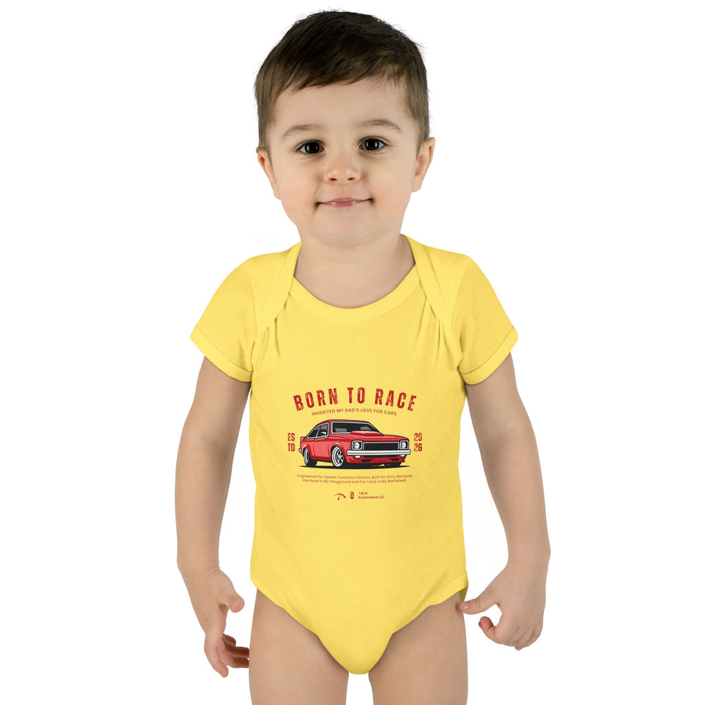 Baby Bodysuit - "Born to Race" Red Muscle Car Infant Onesie