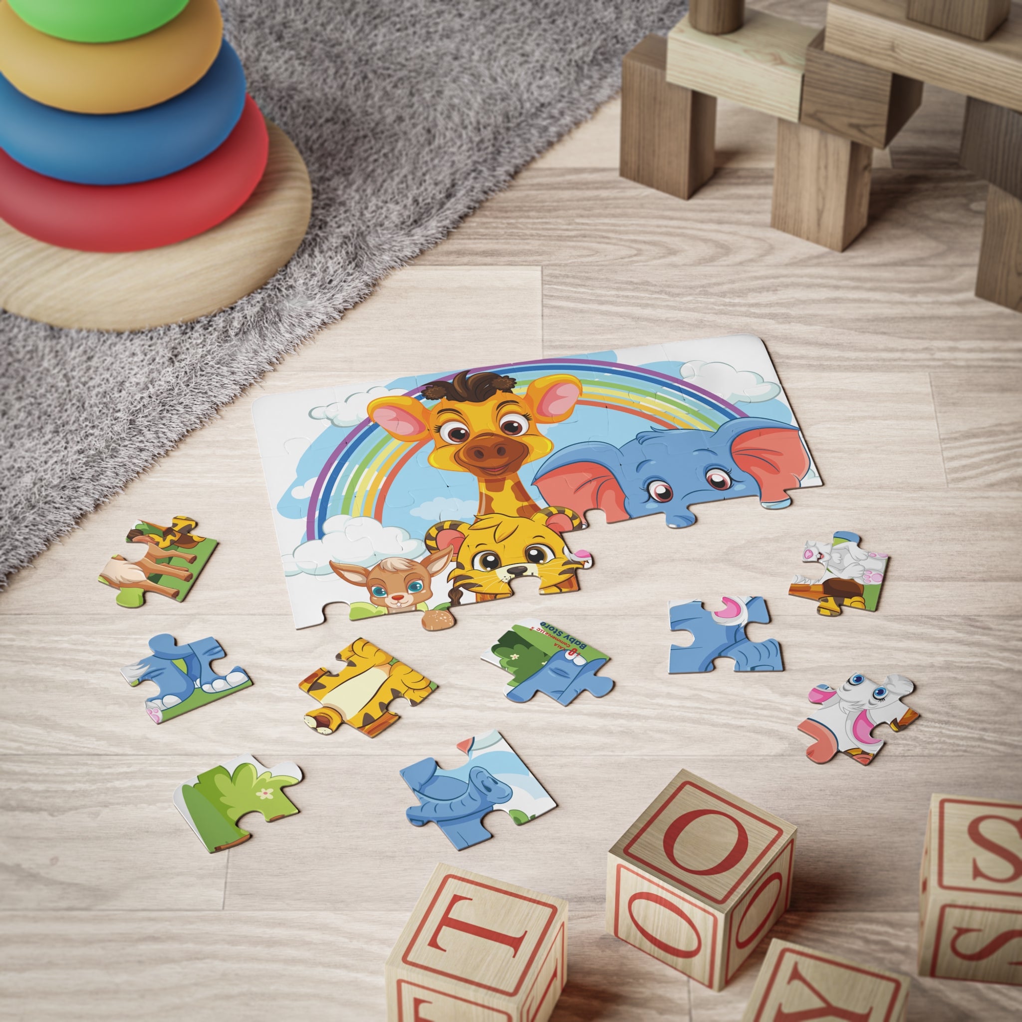 30-Piece Kids Animal Puzzle — Rainbow Safari Toddler Jigsaw