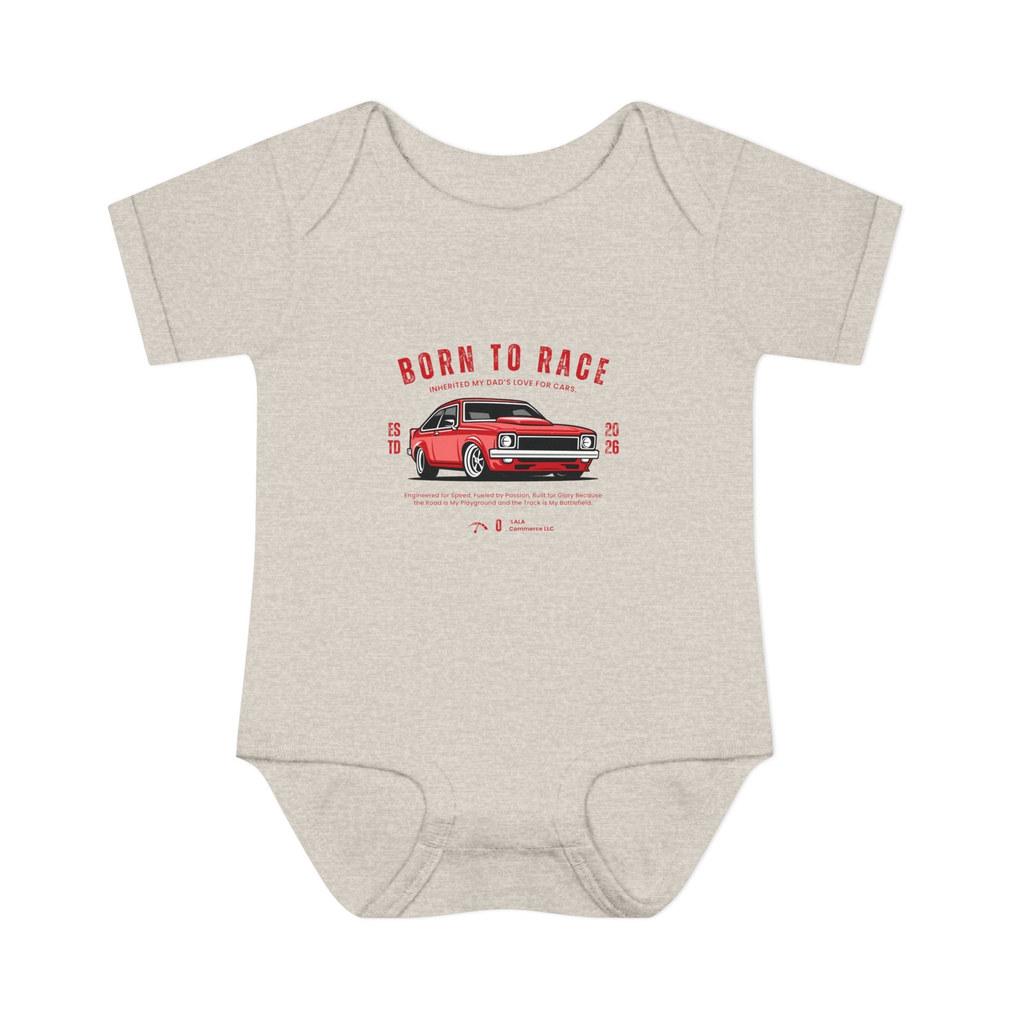Baby Bodysuit - "Born to Race" Red Muscle Car Infant Onesie