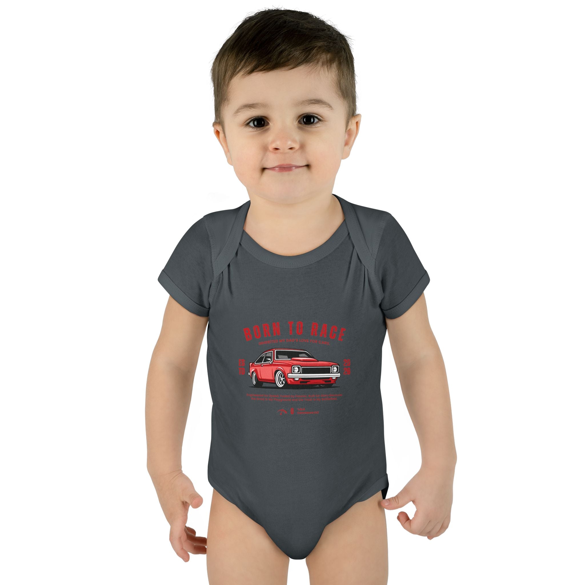 Baby Bodysuit - "Born to Race" Red Muscle Car Infant Onesie