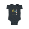 Baby Bodysuit — Cute Milestone Icons: 'Hungry, Burp, Love, Diaper, Tired' Baby One-Piece