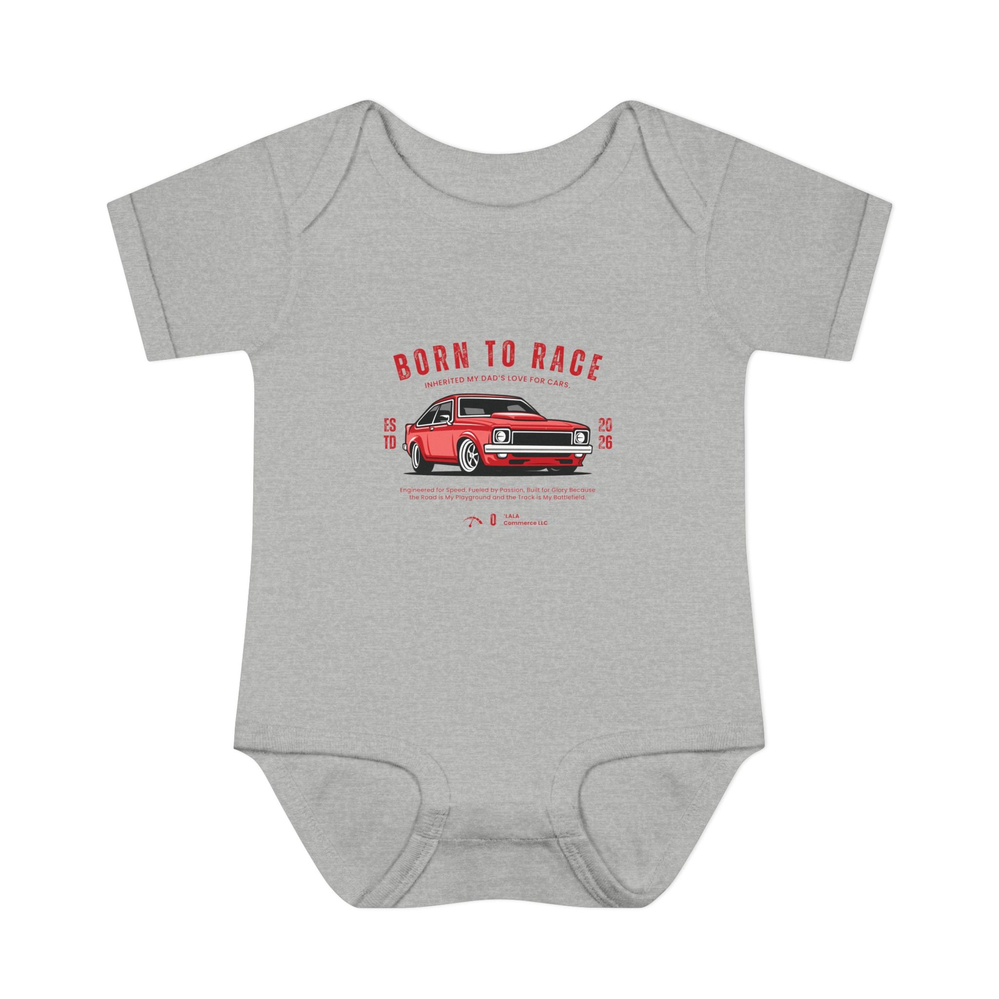 Baby Bodysuit - "Born to Race" Red Muscle Car Infant Onesie