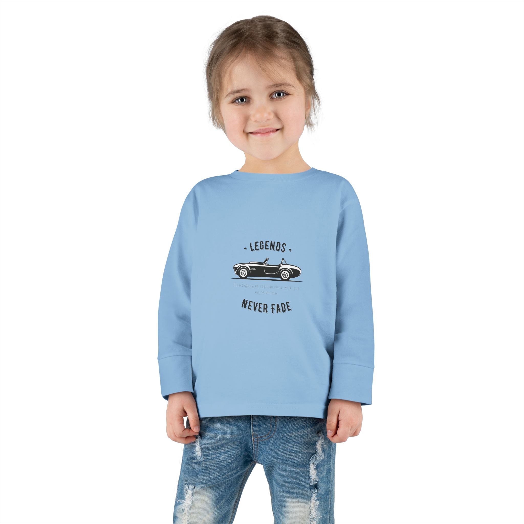 Toddler Long Sleeve Tee — 'Legends Never Fade' Vintage Car