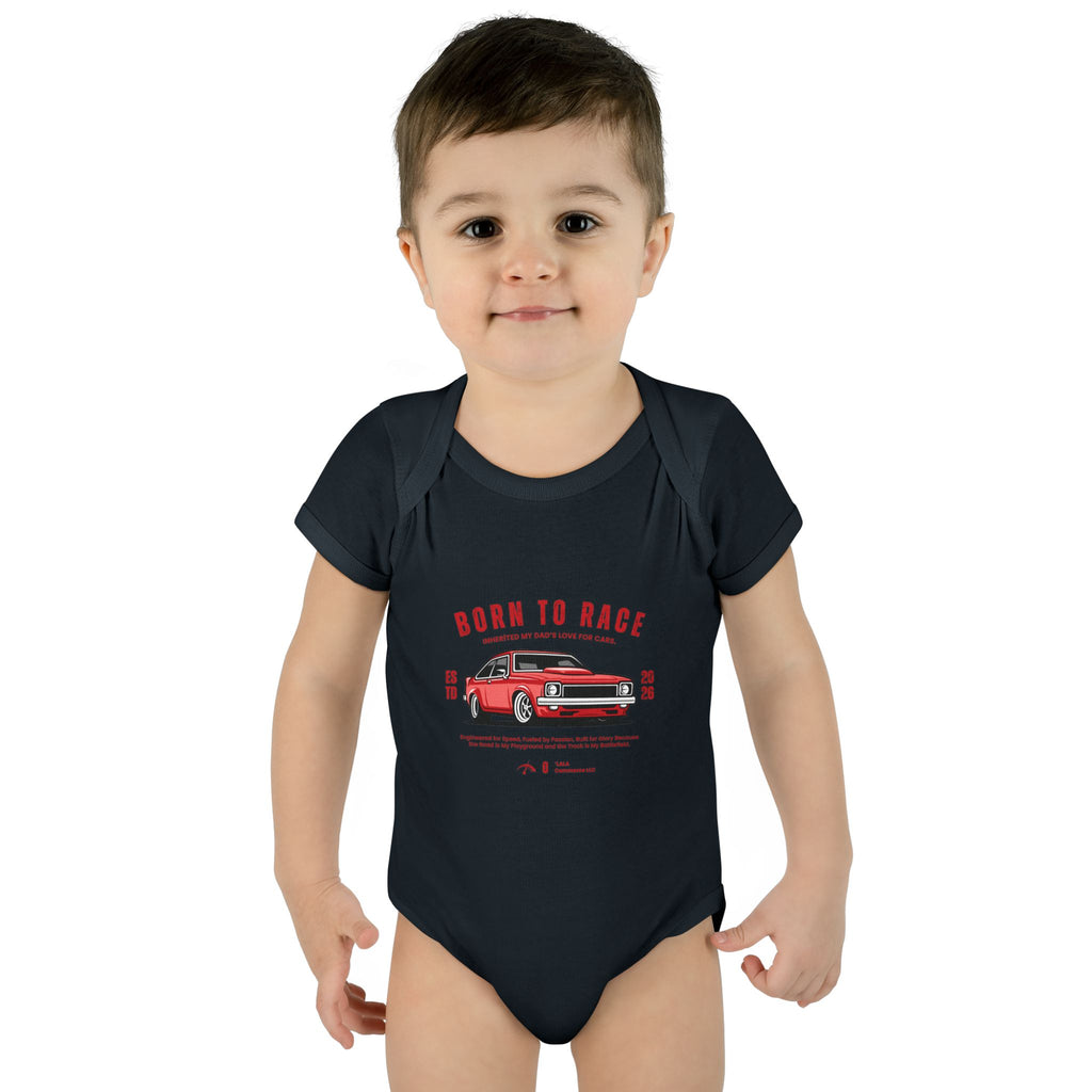 Baby Bodysuit - "Born to Race" Red Muscle Car Infant Onesie