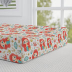 Changing Pad Cover - Whimsical Red Mermaid Nursery Print