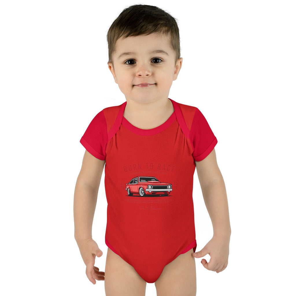 Baby Bodysuit - "Born to Race" Red Muscle Car Infant Onesie