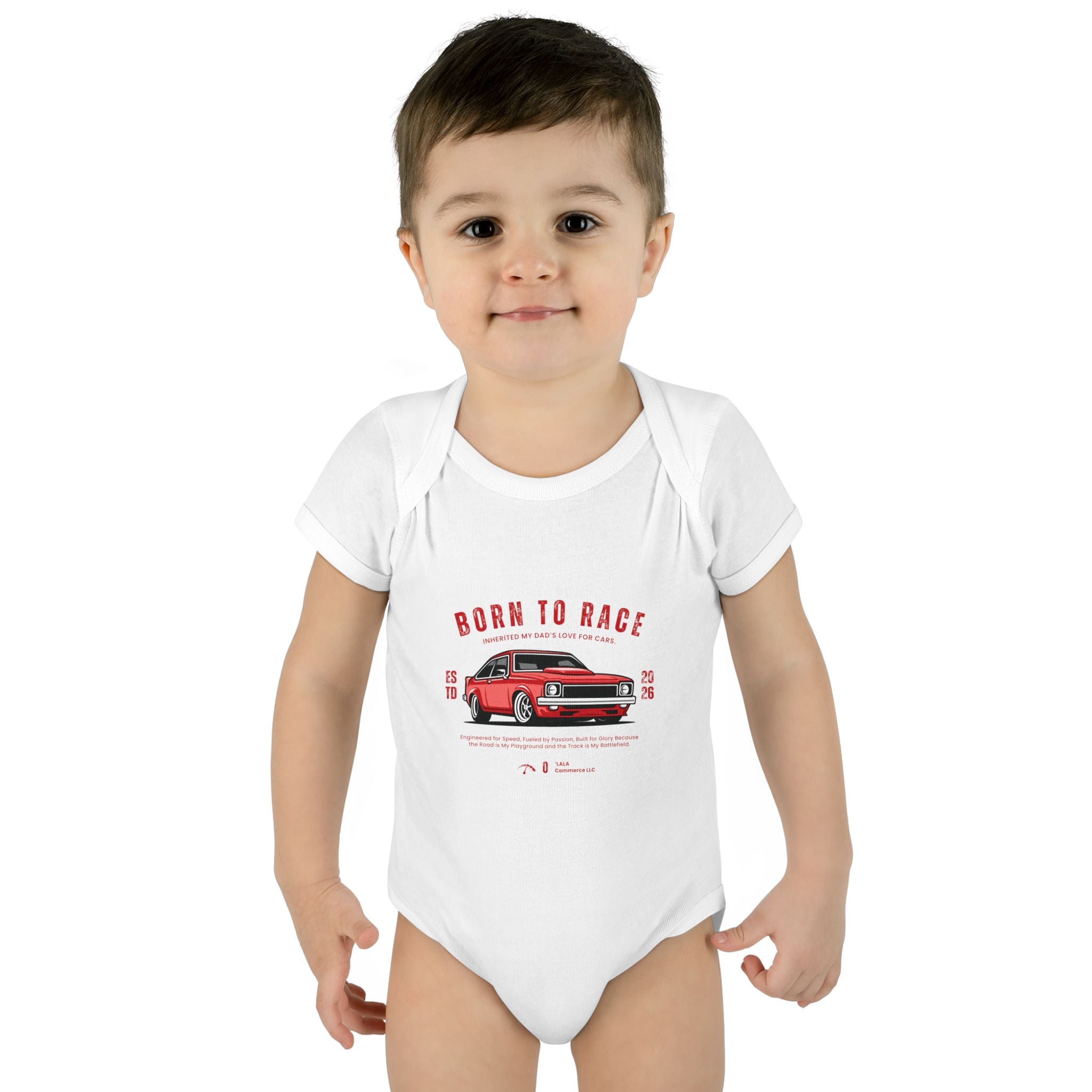 Baby Bodysuit - "Born to Race" Red Muscle Car Infant Onesie