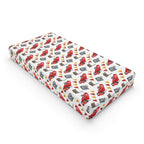 Baby Changing Pad Cover — Red Vintage Cars & Road Signs Nursery Crib Sheet