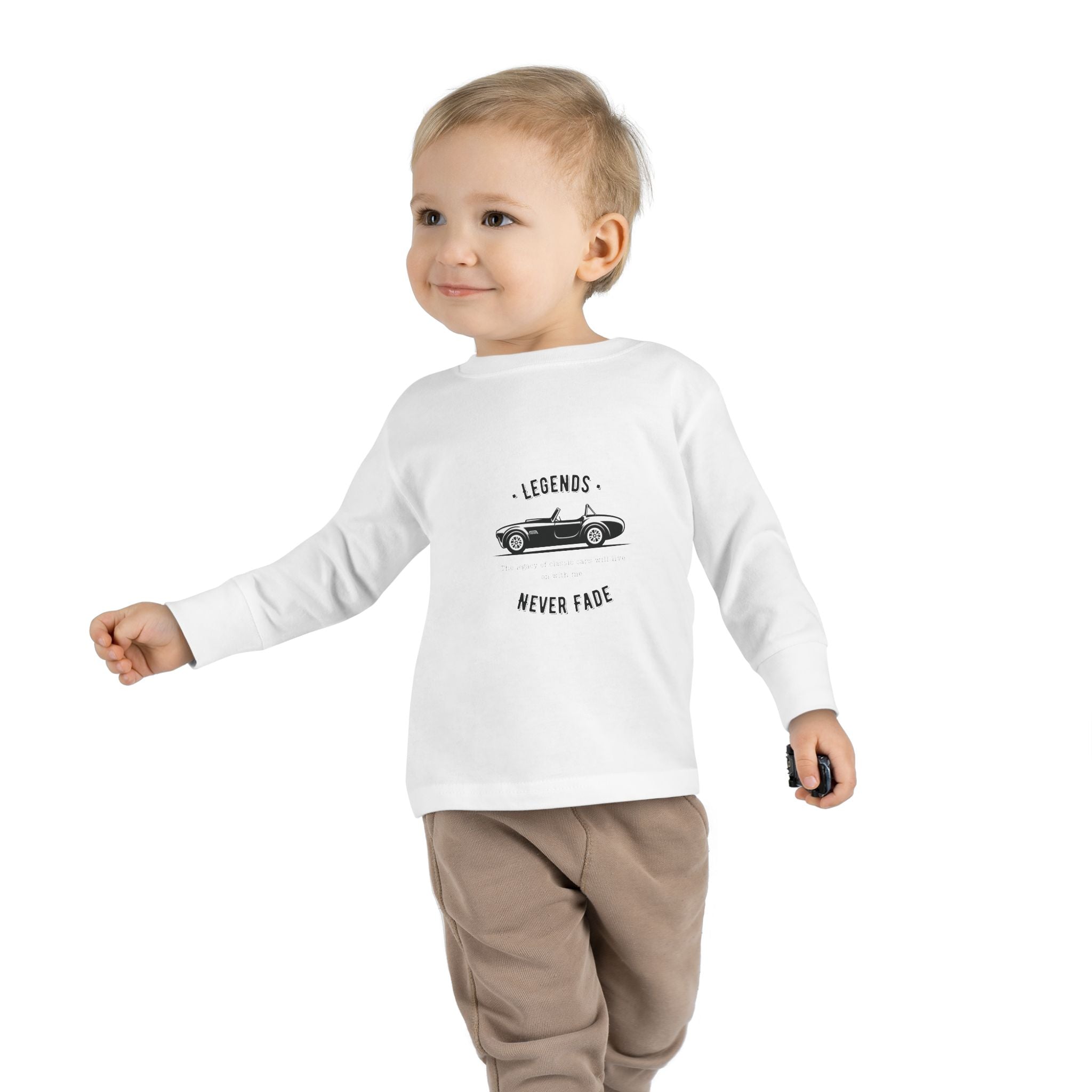 Toddler Long Sleeve Tee — 'Legends Never Fade' Vintage Car