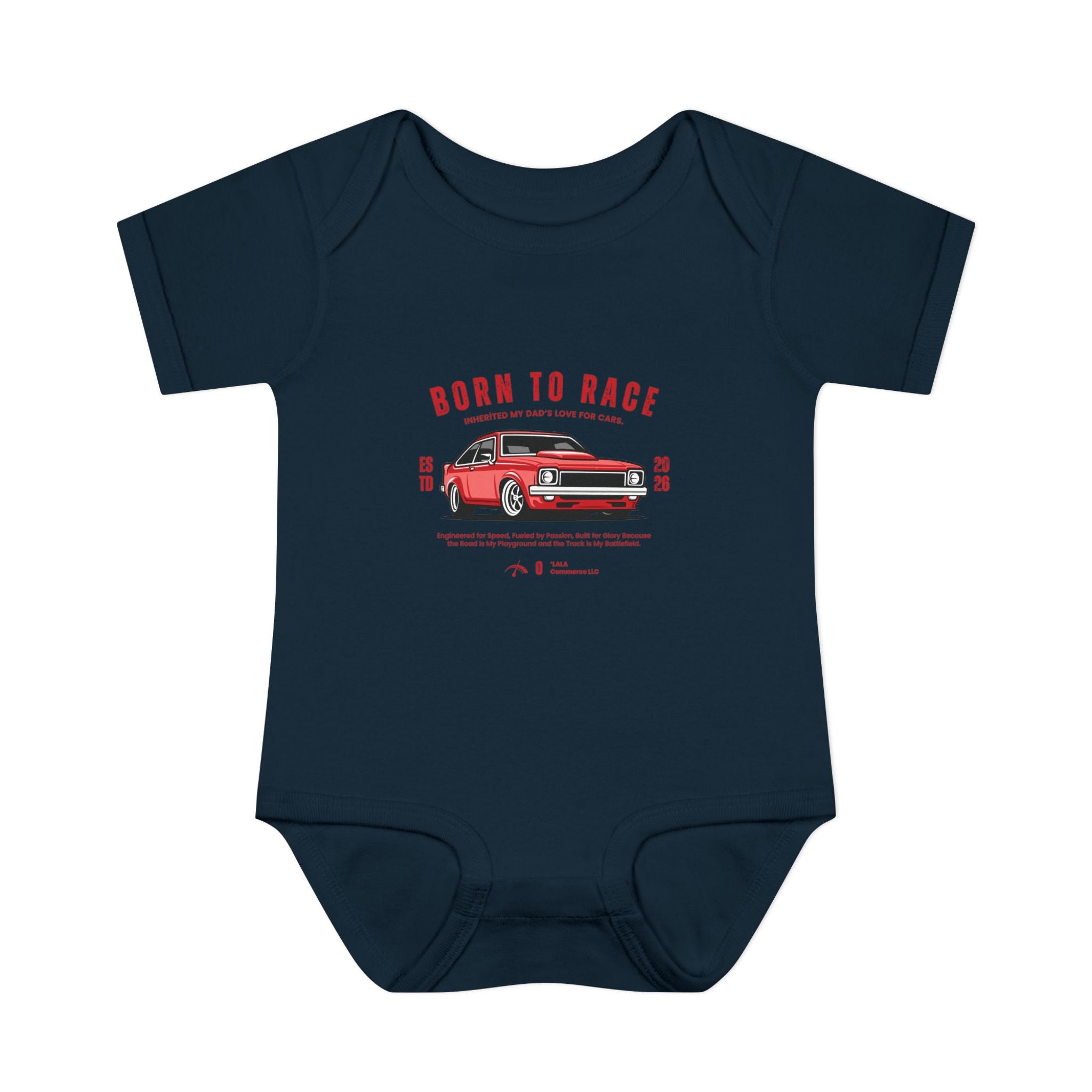 Baby Bodysuit - "Born to Race" Red Muscle Car Infant Onesie