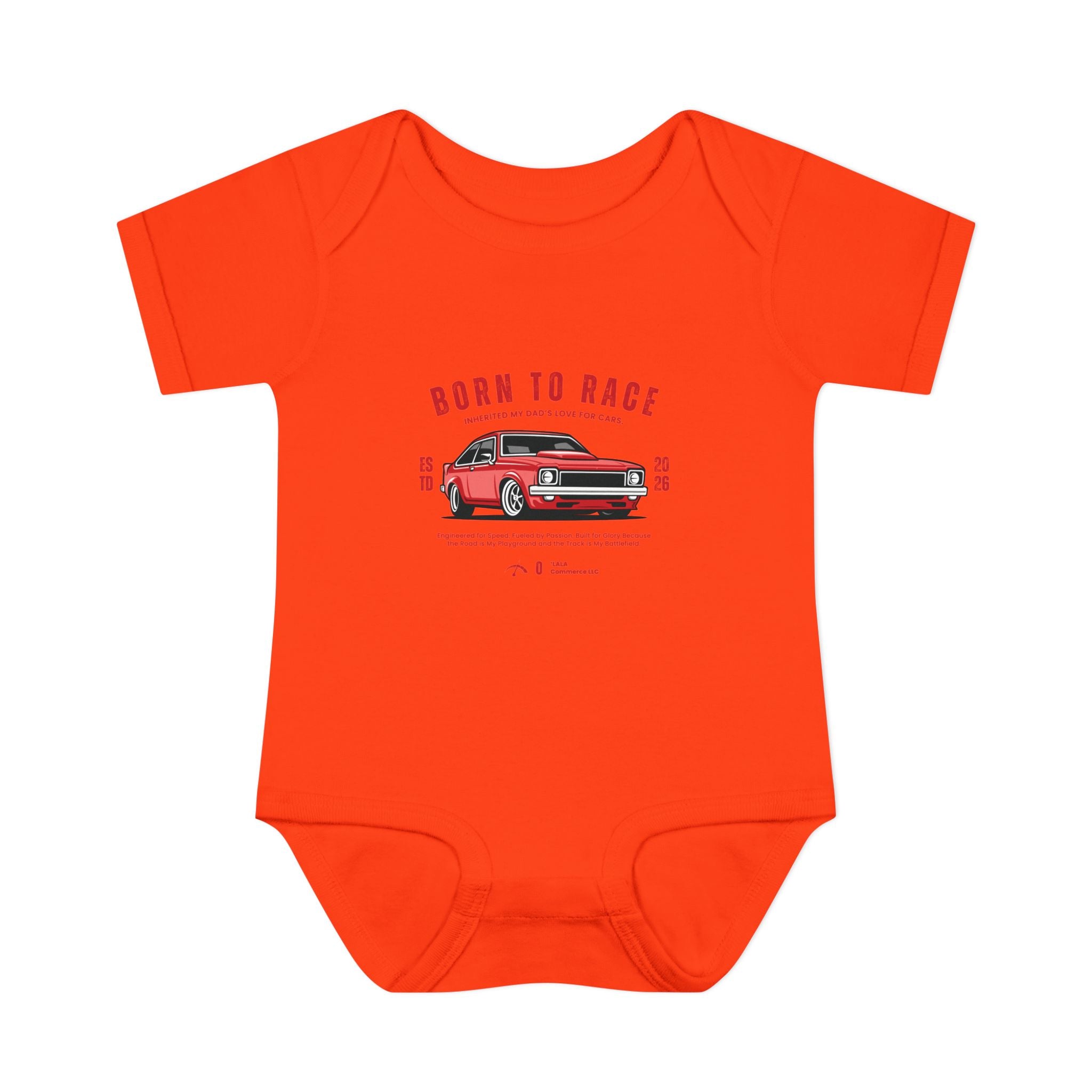 Baby Bodysuit - "Born to Race" Red Muscle Car Infant Onesie