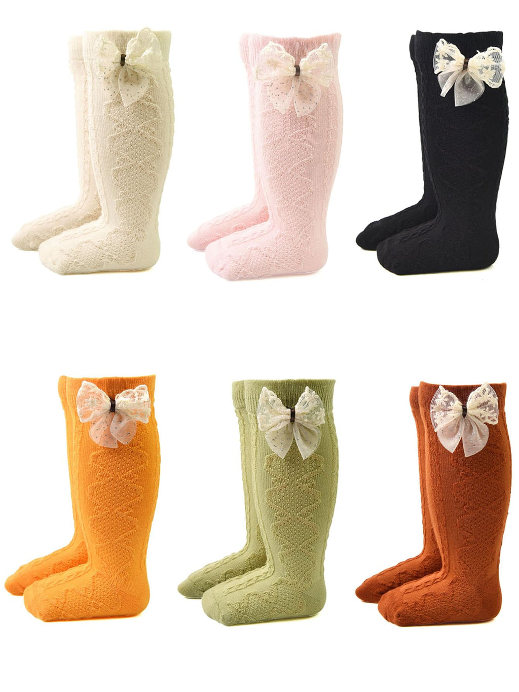 Princess Bow Toddler Socks 6 Pairs