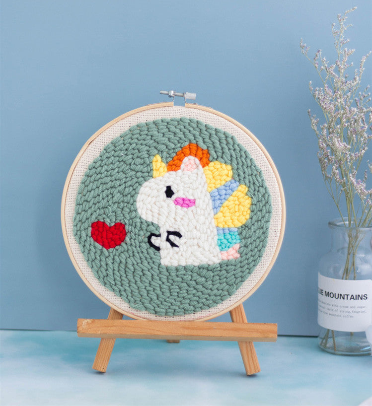 Unicorn Punch Needle Yarn DIY Craft Kit Set