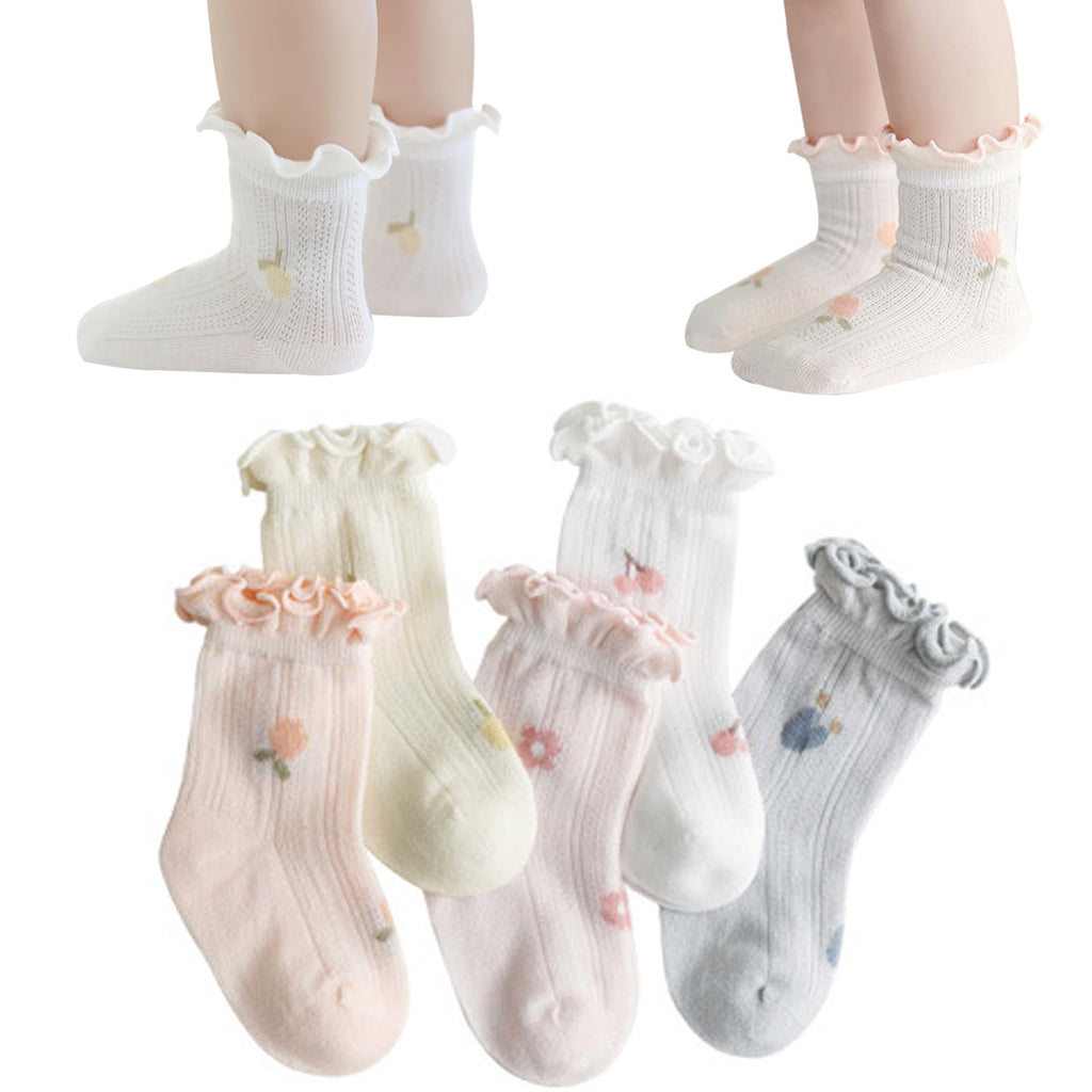 Baby Lace Flower Grip Socks 5 Pairs