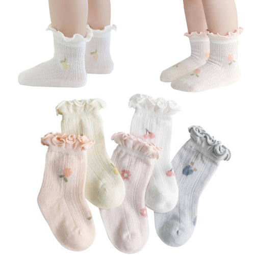 Baby Lace Flower Grip Socks 5 Pairs